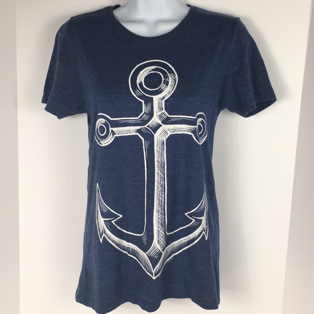 Navy Blue Short Sleeve T-Shirt w/ Anchor Graphic